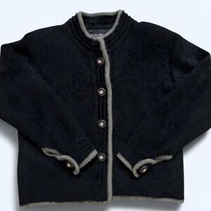 Veneska Black Angora Wool Blend Cardigan (S)